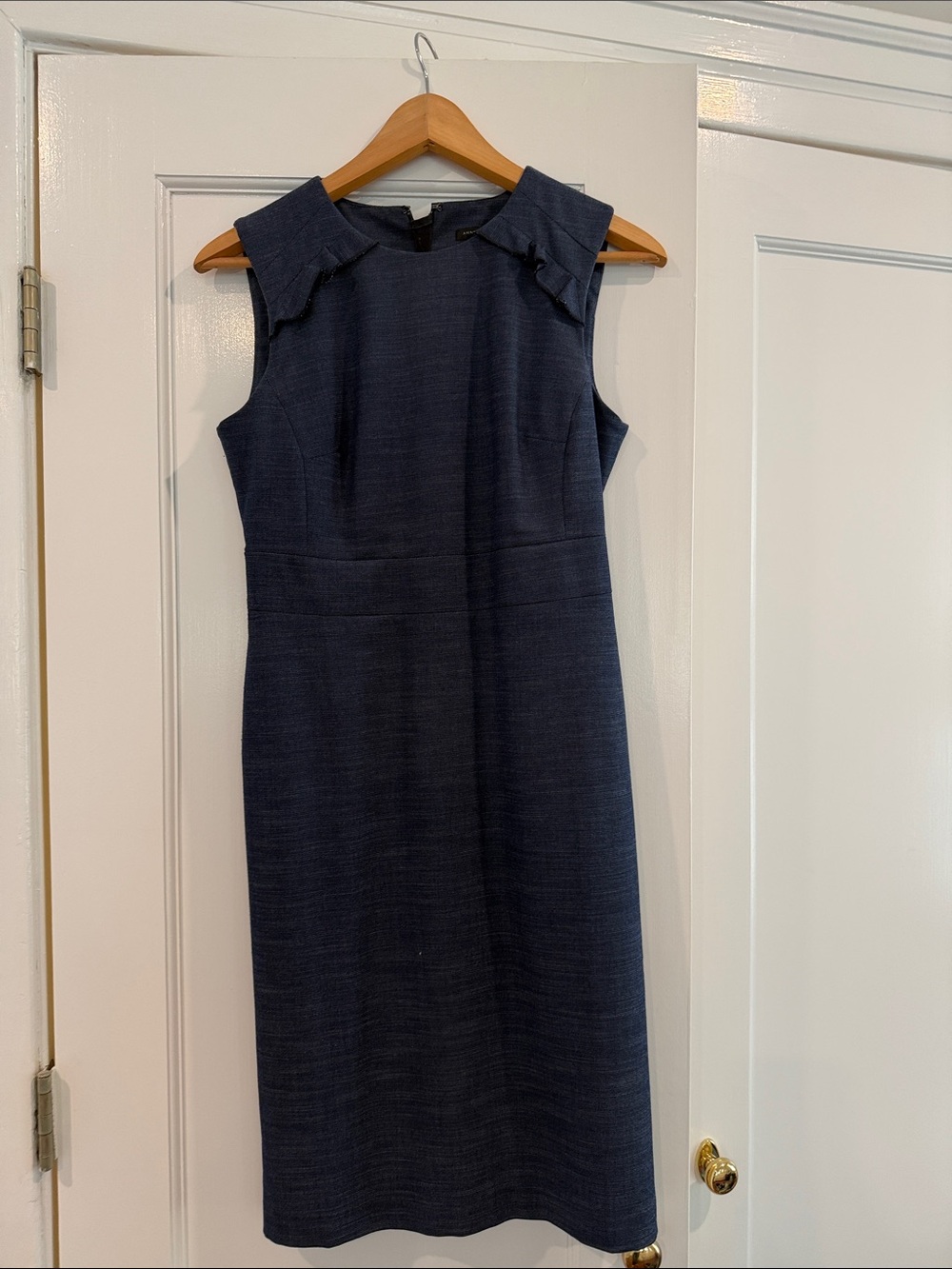 Ann Taylor Sleeveless Navy Sheath Dress